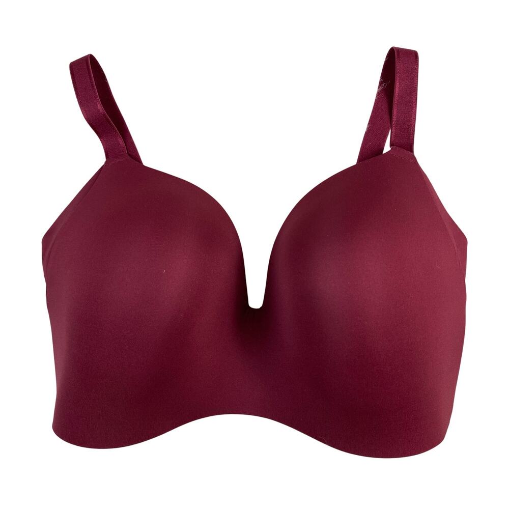 Knix Women's 32F Burgundy Wine Lightly‎ Lined Wireless Contour T-Shirt Bra *